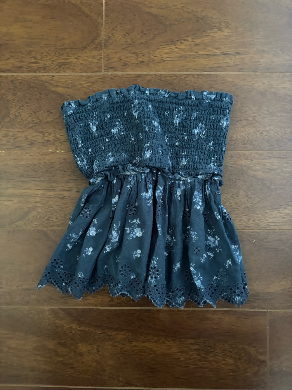American Eagle Outfitters Navy Blue Floral Smocked Tube Top